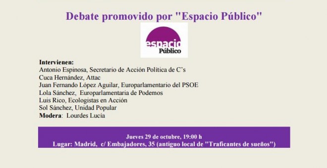 Cartel del evento de 'Espacio Público' sobre el TTIP