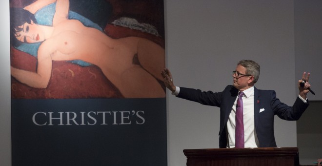 El cuadro 'Desnudo acostado' de Amedeo Modigliani, subastado esta noche en Christie's. /REUTERS