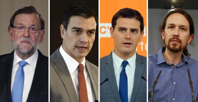 Rajoy, Sánchez, Rivera e Iglesias batallan desde el 'centro' por llegar a La Moncloa el 20 de diciembre.