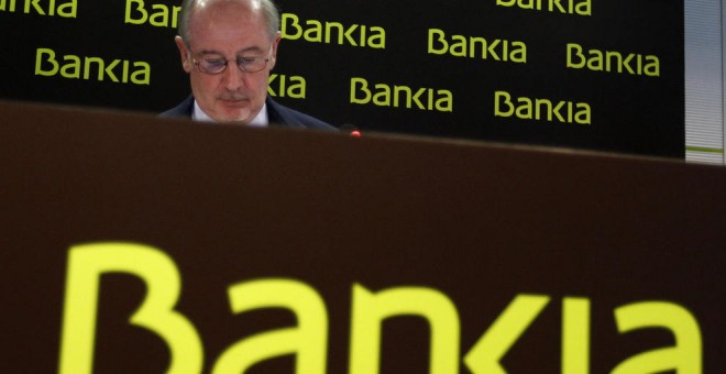 Rodrigo Rato, en una rueda de prensa en su etapa al frente de Bankia. EFE