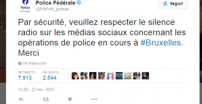 Tweet de la Polícia belga