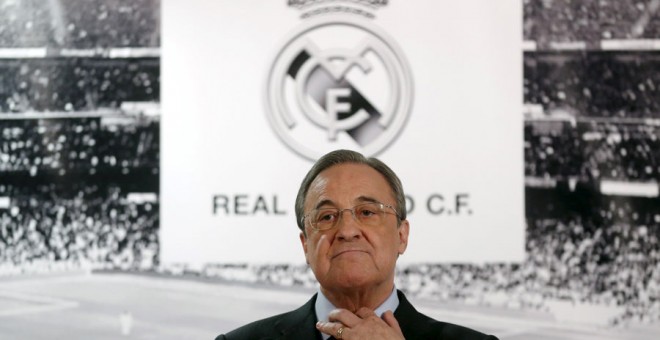 Florentino Pérez, durante su comparecencia en el Bernabéu. REUTERS/Juan Medina