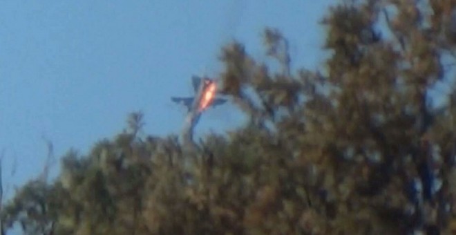 El avión ruso bombardeado por los cazas turcos. EUROPA PRESS