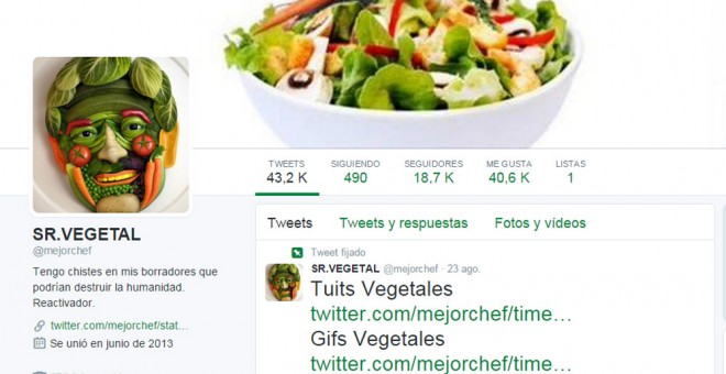 El perfil en Twitter de Sr. Vegetal