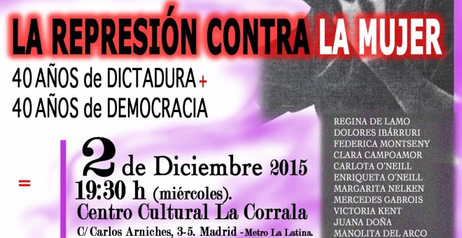 Cartel informativo sobre el acto en memoria de las mujeres reprimidas durante el fascismo