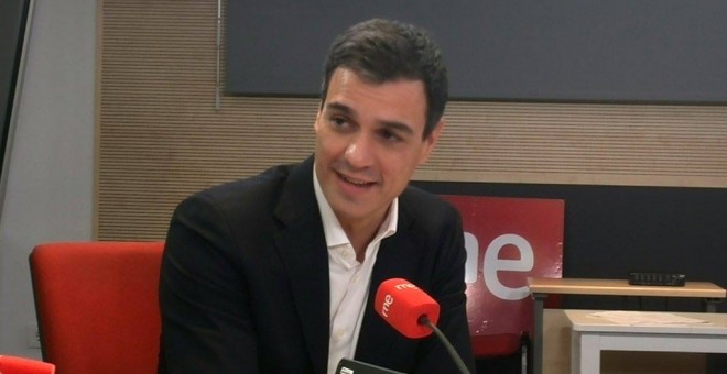 Pedro Sánchez durante su entrevista en RNE. / Twitter