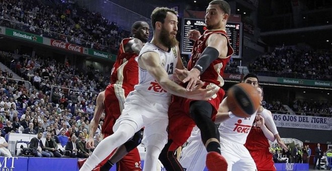 Sergio Rodríguez, durante el partido ante el Estrasburgo.