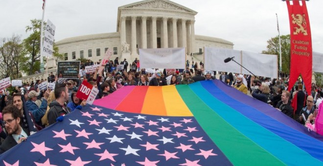 Celebraciones en EEUU tras la aprobación del matrimonio homosexual. AFP