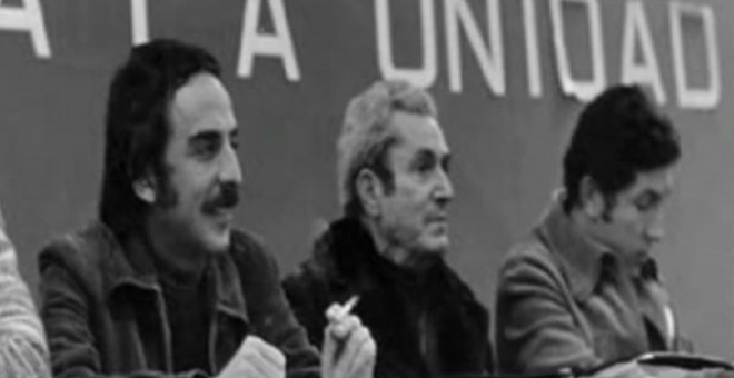 Eduardo Saborido, primero por la izquierda, junto a Marcelino Camacho.- Archivo CCOO