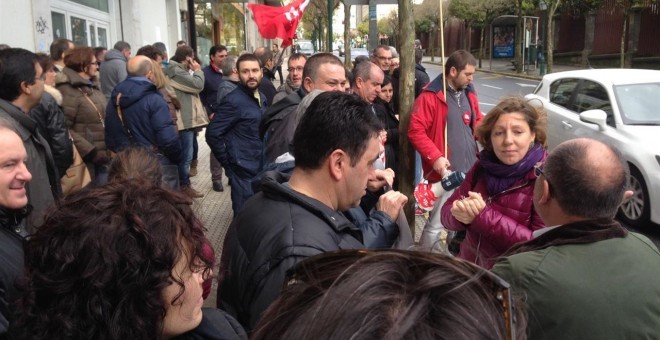 Trabajadores de Tragsa durante la jornada de huelga convocada hoy. EUROPA PRESS