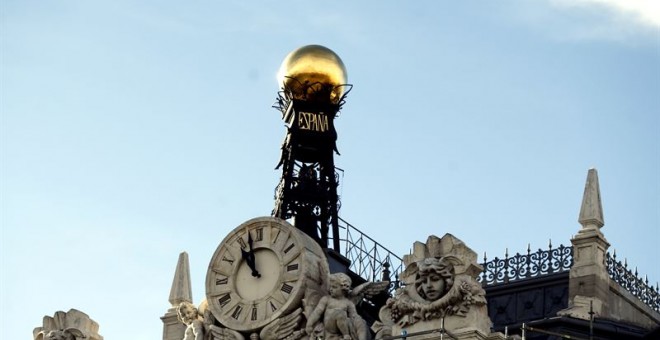 Detalle del edificio de la sede del Banco de España en Madrid. E.P.