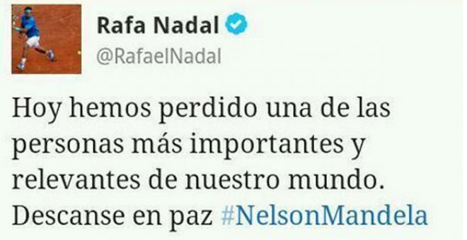 Rafa Nadal dio por muerto a Nelson Mandela antes de tiempo.-