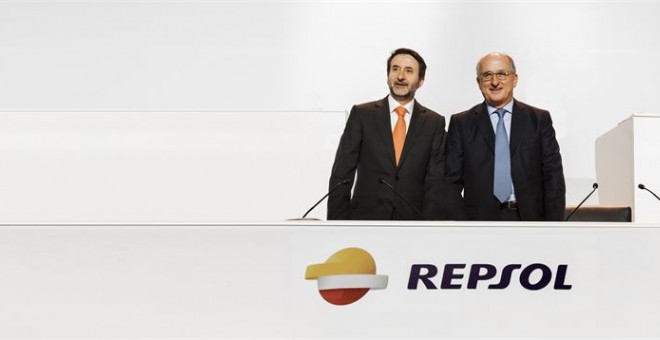 Josu Jon Imaz y Antonio Brufau, consejero delegado y presidente de Repsol, respectivamente. E.P.
