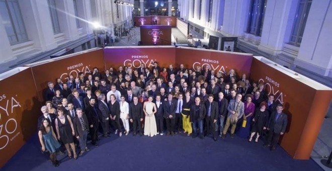 Foto de familia de los nominados a los premios Goya 2016.