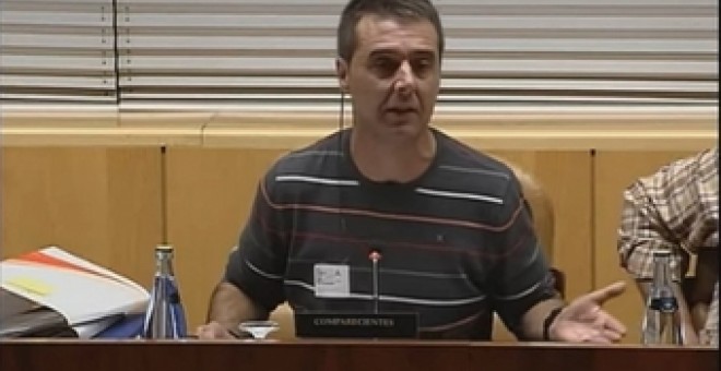 Luis Lombardo, presidente del Comité de Empresa de Telemadrid, cuando compareció ante la Comisión de control de Telemadrid