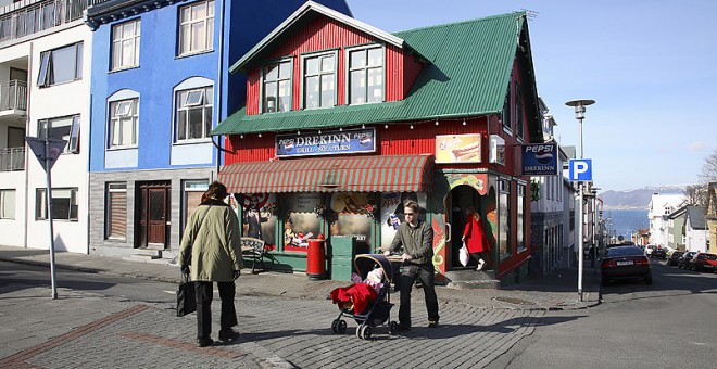 Una calle de Reykjavik.