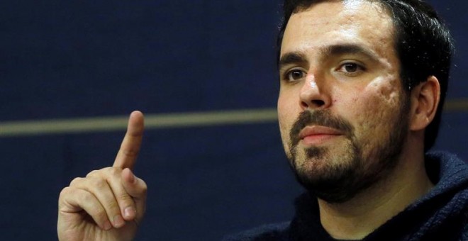 Alberto Garzón, durante su rueda de prensa. EFE/Fernando Alvarado