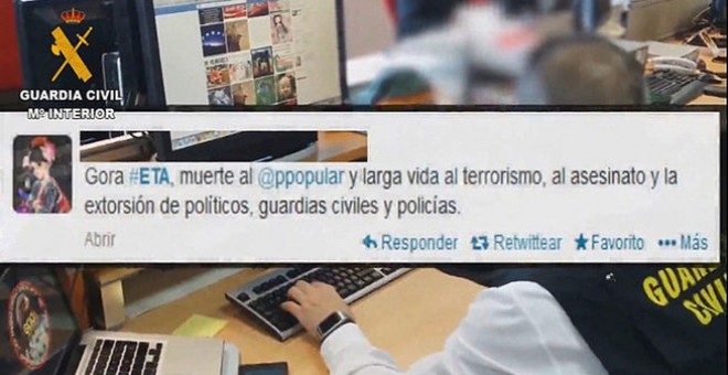 Tweet con un mensaje de enaltecimiento del terrorismo