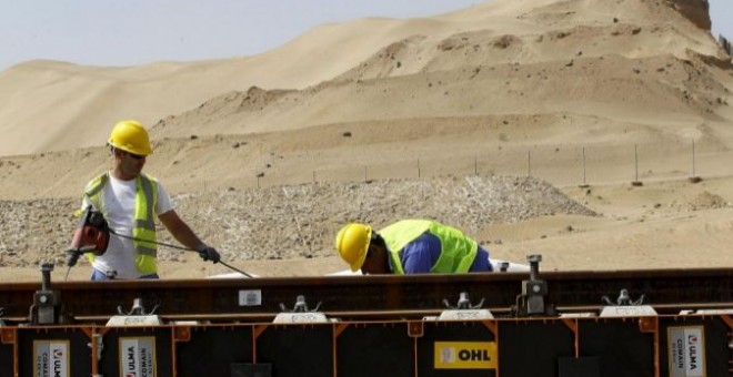 Vista de las obras del proyecto del tren AVE, en las proximidad que unirá La Meca con la ciudad de Medina. EFE