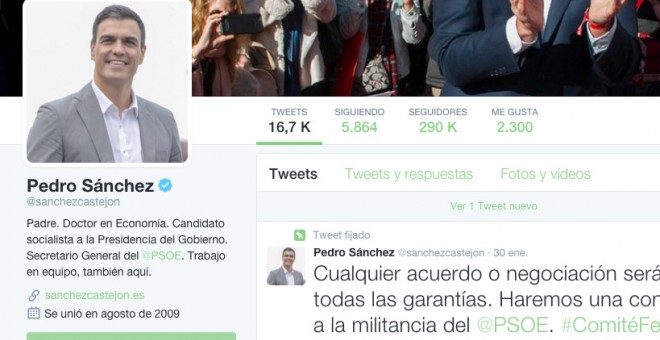 Perfil de Pedro Sánchez en Twitter