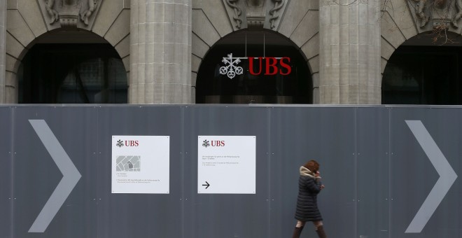 Obras de renovación en la sede del banco suizo UBS en Zúrich. REUTERS