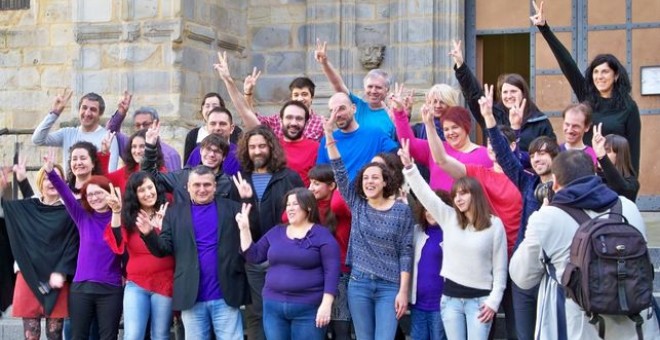 Imagen de la corriente Aurrera Begira de Podemos Euskadi durante la de su candidatura para las primarias de las que salió el Consejo Ciudadano Autonómico de Podemos Euskadi