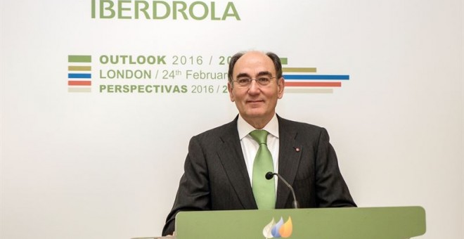 El presidente de Iberdrola, Ignacio Sánchez Galán, en la presentación de los resultados anuales de la eléctrica. E.P.