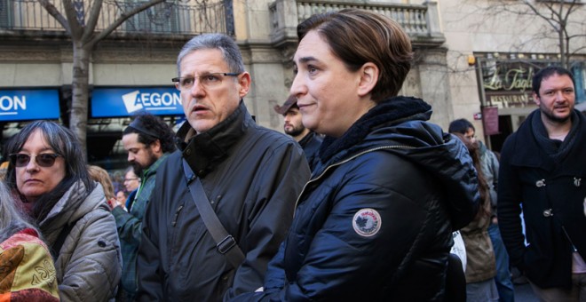 La alcaldesa de Barcelona, Ada Colau, en la manifestación. / PEPA VIVES