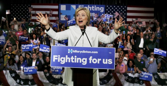 Hillary Clinton, durante un mitin previo al 'supermartes' en Miami, Florida. - REUTERS