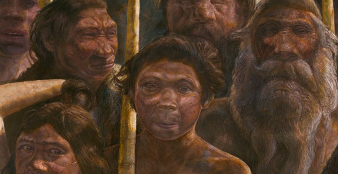 Homínidos de la Sima de los Huesos que vivieron hace unos 400.000 años, durante el Pleistoceno medio. /Kennis & Kennis Madrid Scientific Films