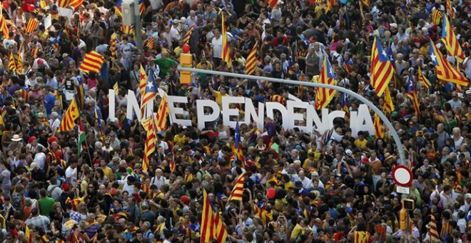 Imagen del pueblo catalán durante una manifestación por la independencia