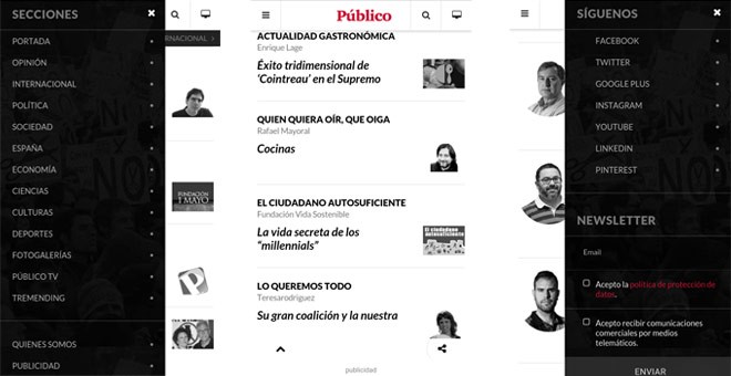 'Público' se transforma en una nueva experiencia digital en su versión para móviles. /PÚBLICO