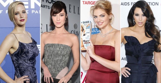 Jennier Lawrence, Mary Elizabeth Winstead, Kate Upton y Kim Kardashian fueron algunas de las celebridades de Hollywood a las que les robaron fotos íntimas. REUTERS