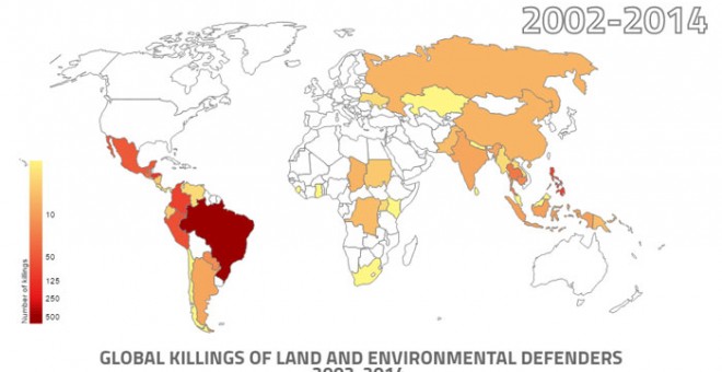 Infografía interactiva sobre los asesinatos de ecologistas en el mundo. Fuente: GLOBAL WITNESS (Pincha sobre la imagen)
