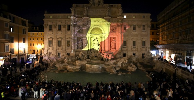 La Fontana di Trevi de Roma también se viste con la bandera belga. -  Stefano Rellandini / Reuters