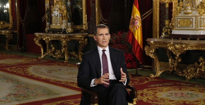 Felipe VI, rey de España, durante el mensaje de Navidad