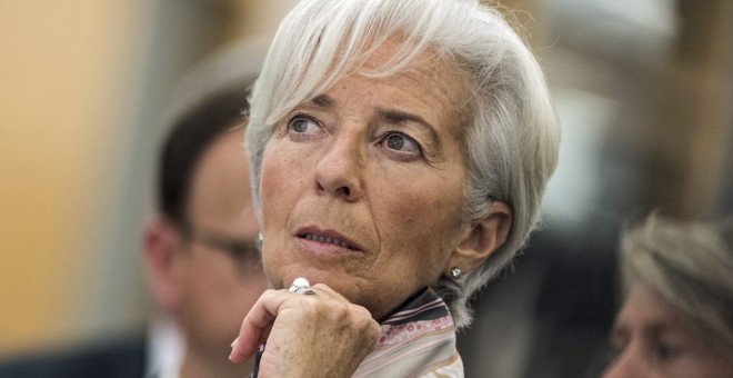 La directora gerente del Fondo Monetario Internacional (FMI), Christine Lagarde, en el Centro de Estudios Financieros de la Universidad Goethe, en Fráncfort. EFE/Boris Roessler