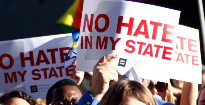 Una manifestación contra el odio a los homosexuales.