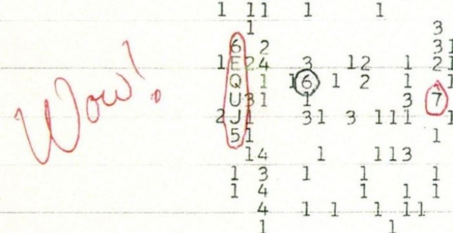 La señal captada por el astrónomo Jerry Ehman en 1977.