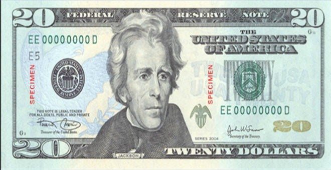 El rostro del Presidente Andrew Jackson será reemplazado por el de la activista abolicionista Harriet Tubman. REUTERS/Bureau of Engraving and Printing/Handout