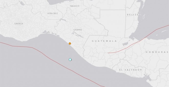 Epicentro del terremoto registrado en México. /USGS
