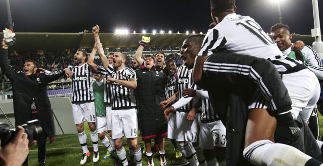 Los jugadores de la Juventus celebran su victoria este domingo. REUTERS/Stefano Rellandini