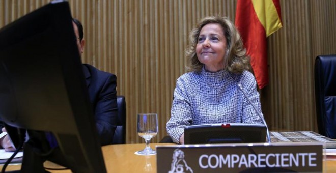 Consuelo Madrigal, durante su intervención de este lunes. EFE/Zipi