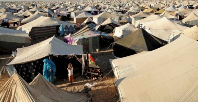 Imágenes del campamento de protesta que se formó en El Aiún, capital del Sáhara Occidental. | Efe