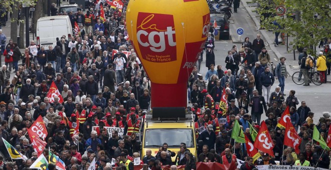 Manifestación del sindicato CGT contra la reforma laboral de Hollande, en Paris. REUTERS/Charles Platiau