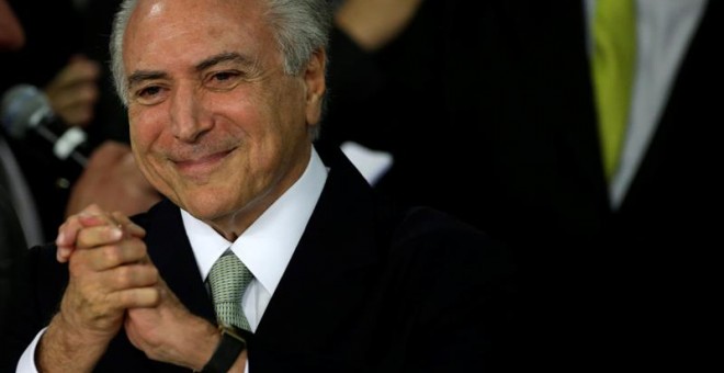 El presidente interino de Brasil, Michel Temer, en su primer discurso tras sustituir a Dilma Rousseff./ EFE