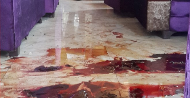 Estado en que quedí la cafetería en la que tiene su sede una peña madridista en la ciuidad iraquí de Balad. REUTERS/Stringer