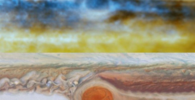 Ondas de radio espían los remolinos de amoniaco de Júpiter. /MICHAEL H. WONG ET AL.