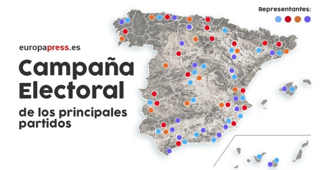 Así va a ser la campaña electoral de los principales líderes políticos (MAPA). /EUROPA PRESS