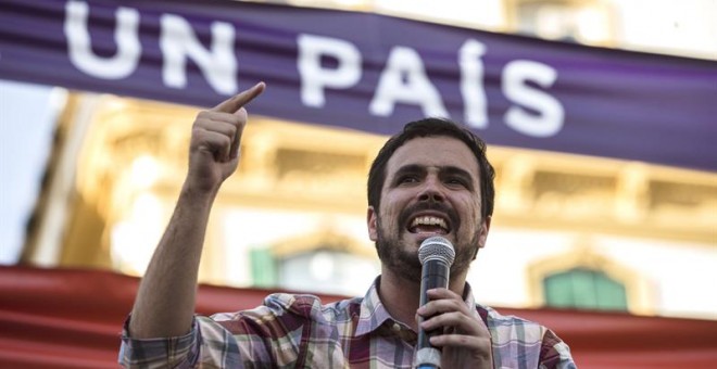 Alberto Garzón durante su intervención en Málaga.-EFE